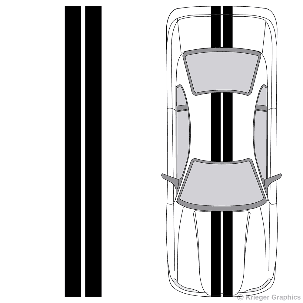 Illustration of 6" Solid Racing Stripes on a car.
