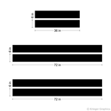 6" Solid Racing Stripe measurements.