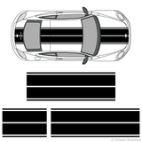 Top view of dual rally stripes on a New Volkswagen Beetle