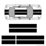 Top view of 10" stripes on an old Volkswagen Beetle