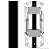 Top view of center stripes on an old Volkswagen Beetle