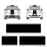 Front and rear view of center stripes on an old Volkswagen Beetle