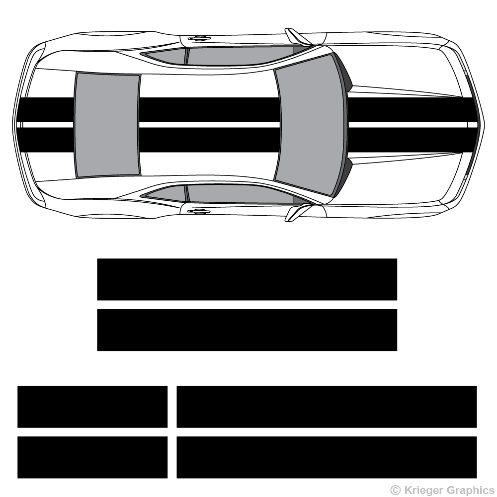 Top view of 10" stripes on a new Chevy Camaro