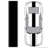 Top view of center stripes on a new Chevy Camaro