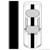 Top view of center stripes on an old Chevy Camaro