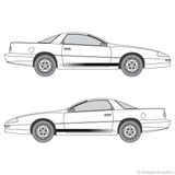 Both side views of faded rocker stripes on a Chevy Camaro