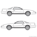 Both side views of rocker stripes on a Chevy Camaro