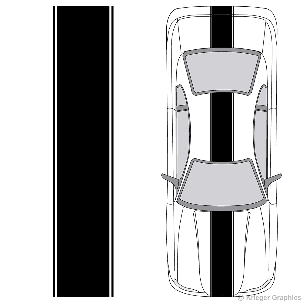Illustration of Center Racing Stripes on a car.