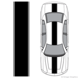Top view of center stripes on a new Dodge Charger