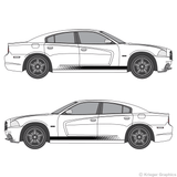 Both side views of faded rocker stripes on a new Dodge Charger