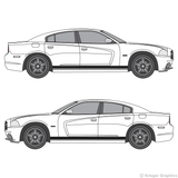Both side views of rocker stripes on a new Dodge Charger