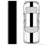 Top view of center stripes on an old Dodge Charger