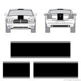 Front and rear view of center stripes on an old Dodge Charger