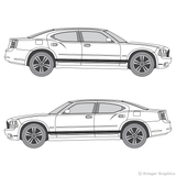 Both side views of rocker stripes on a old Dodge Charger