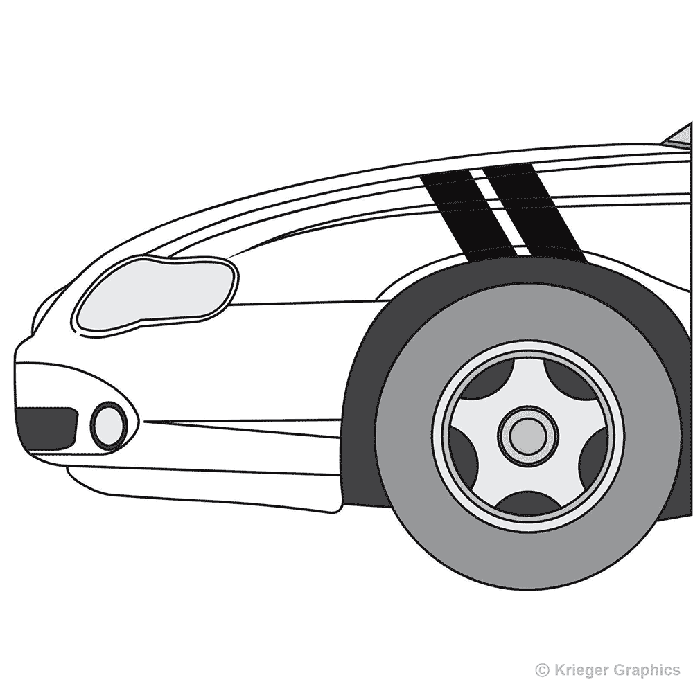 Driver’s side view of hash mark stripes on a Chevy Monte Carlo