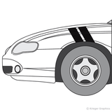 Driver’s side view of hash mark stripes on a Chevy Monte Carlo