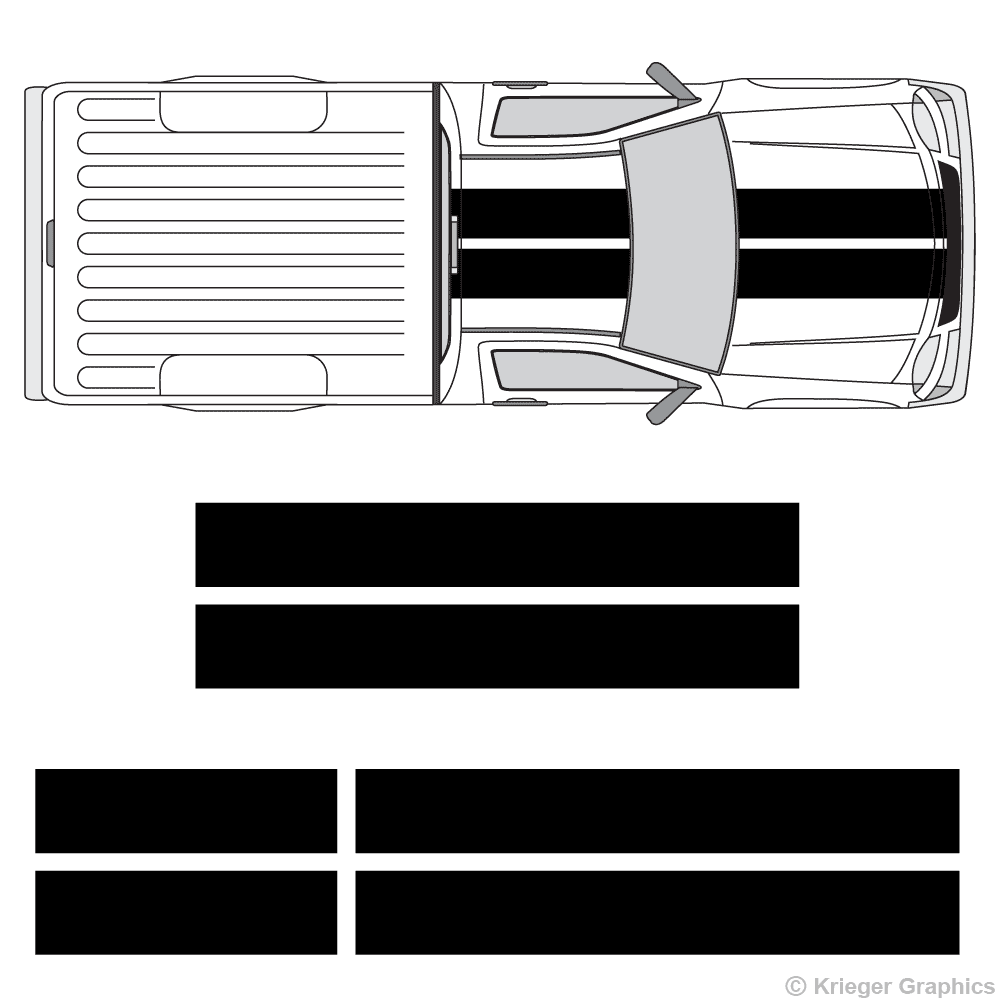 Top view of 10" stripes on a Chevy Colorado