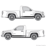 Driver’s side view of faded rocker stripes on a Chevy Colorado
