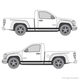 Both side views of rocker stripes on a Chevy Colorado