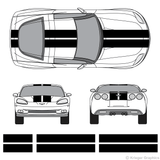 Front and rear view of 10" stripes on a Chevy Corvette