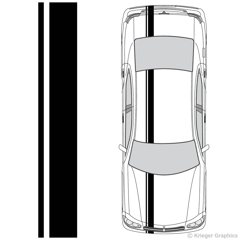 Top view of offset stripes on a Dodge Charger