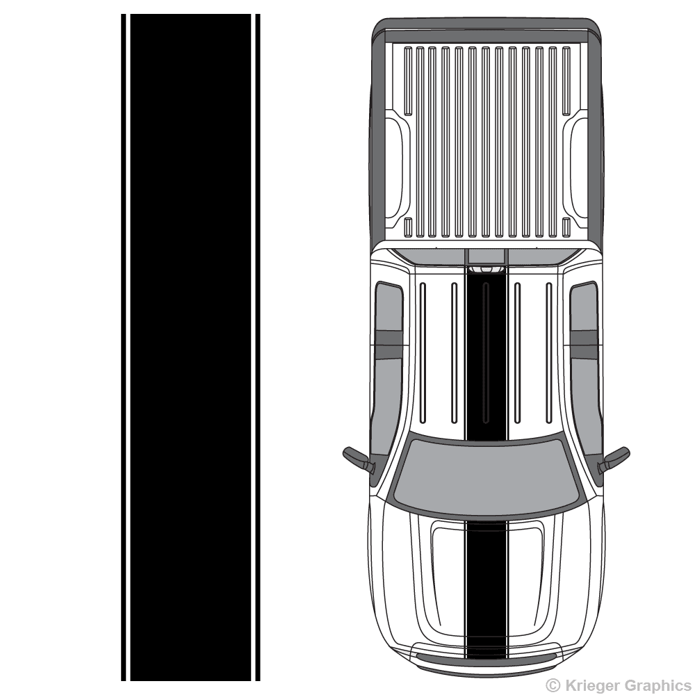 Top view of center stripes on a Ford F-150