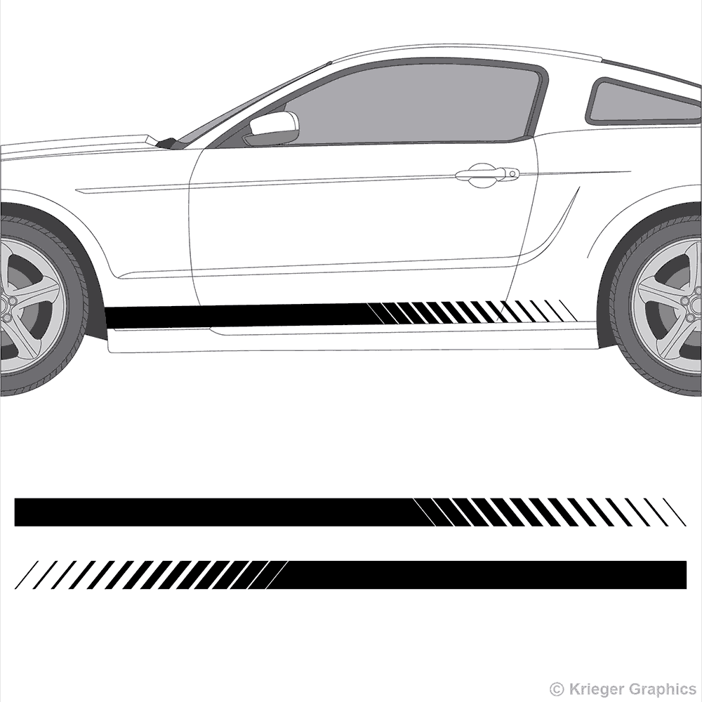 Illustration of Faded Rocker Panel Stripes on a car.