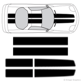 Top view of EZ rally stripes on a Pontiac Firebird