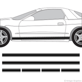 Driver’s side view of rocker stripes on a Pontiac Firebird