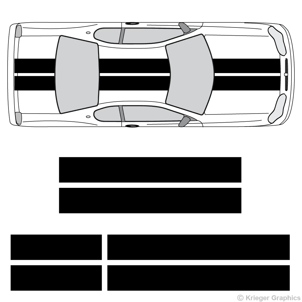 Top view of 10" stripes on a Chevy Monte Carlo