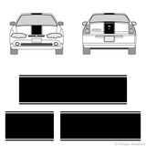 Front and rear view of center stripes on a Chevy Monte Carlo