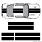 Top view of 10" stripes on a new Ford Mustang
