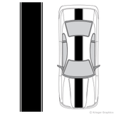 Top view of center stripes on an old Ford Mustang