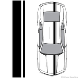 Top view of offset stripes on a new Chevy Camaro