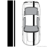 Top view of offset stripes on a New Ford Mustang