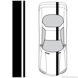 Top view of offset stripes on an old Chevy Camaro