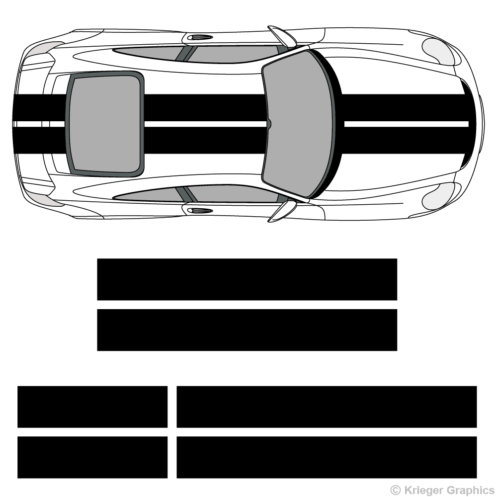 Top view of 10" stripes on a Porsche 911