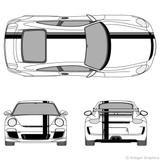 Front and rear view of offset stripes on a Porsche 911