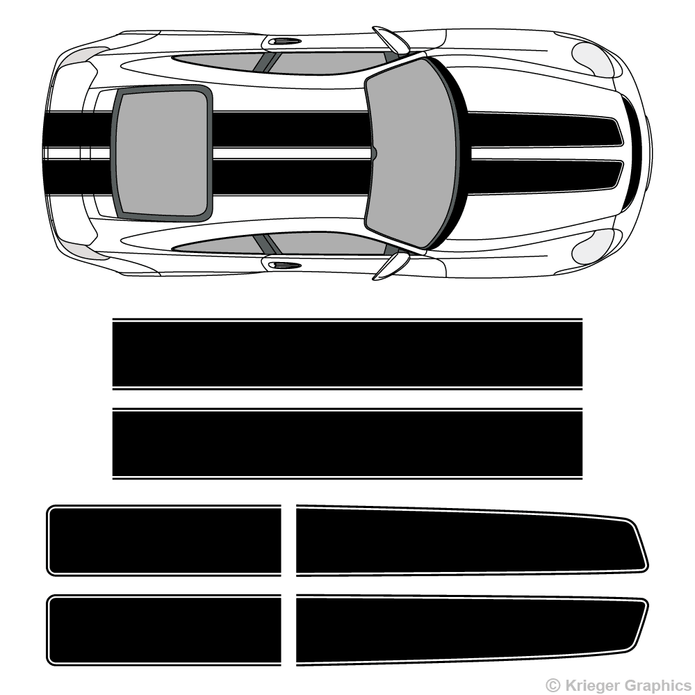 Top view of EZ rally stripes on a Porsche 911