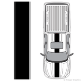 Top view of center stripes on a Dodge Ram