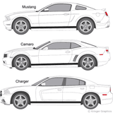 Drawing of a rocker panel stripe kit on small cars