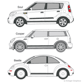 Drawing of a rocker panel stripe kit on large cars