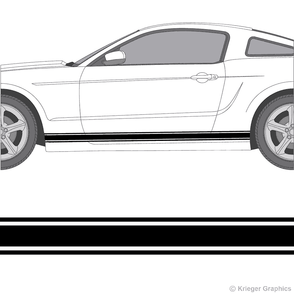 Illustration of Rocker Panel Stripes on a car.