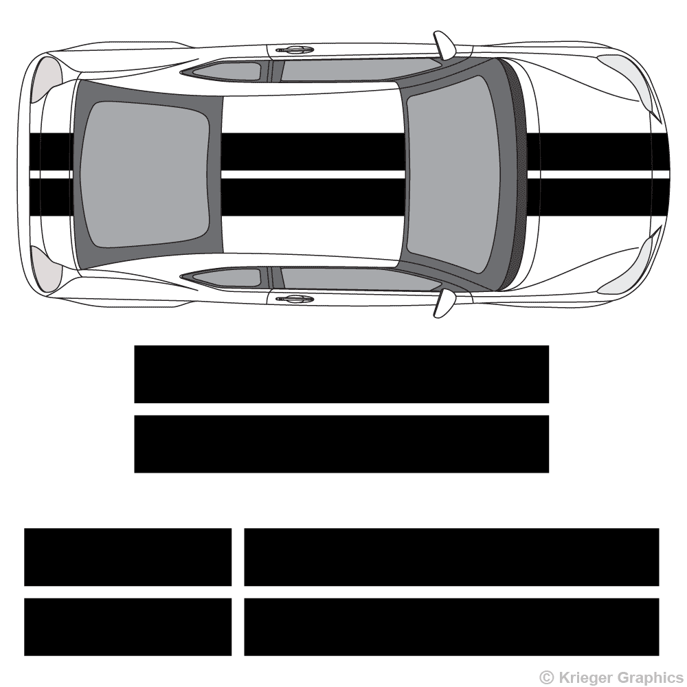 Top view of 10" stripes on a Scion tC