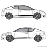 Both side views of faded rocker stripes on a Scion tC