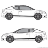 Both side views of rocker stripes on a Scion tC