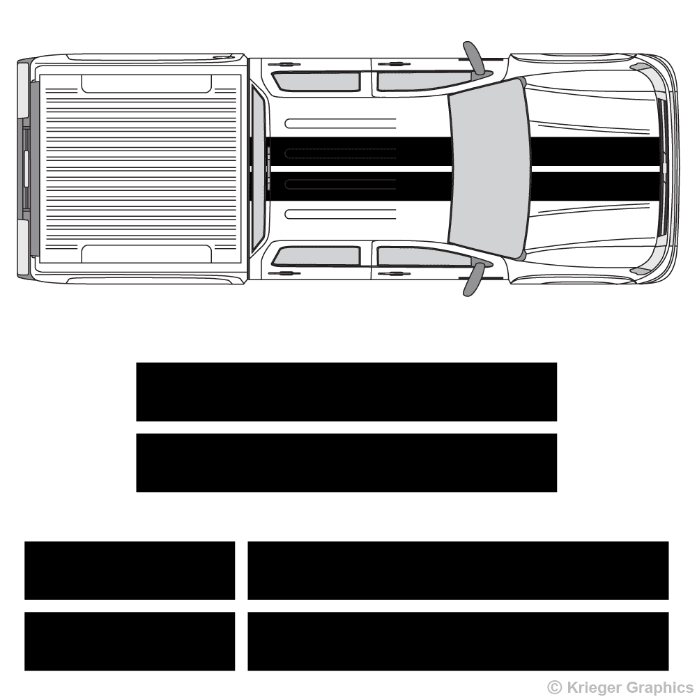 Top view of 10" stripes on a Chevy Silverado