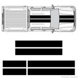 Top view of 10" stripes on a Chevy Silverado