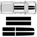 Top view of EZ rally stripes on a Chevy Silverado