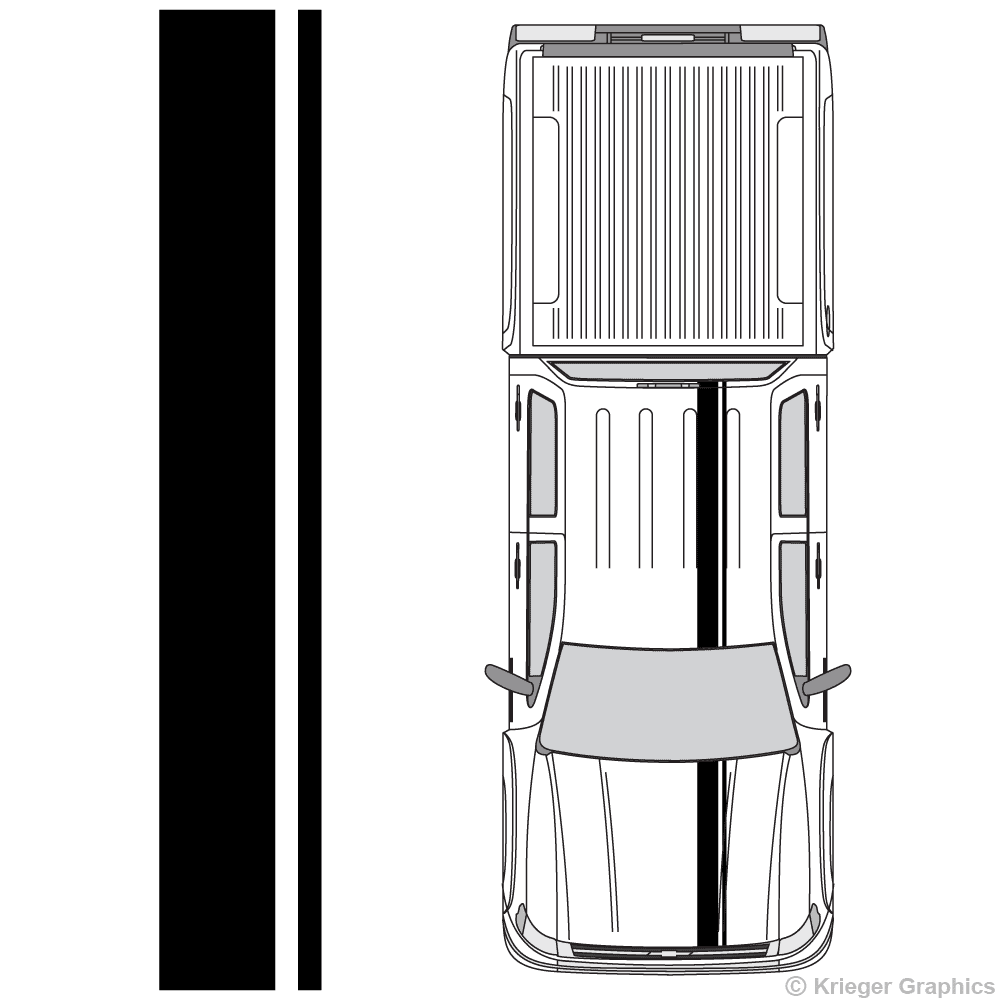 Top view of offset stripes on a Chevy Silverado